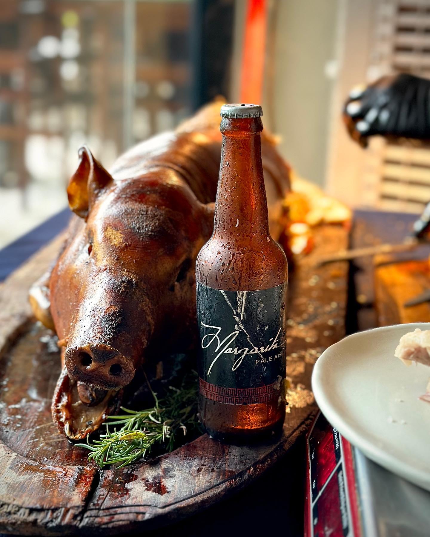 Whole Negros Lechon with Margarita Pale Ale Grace Park Dining